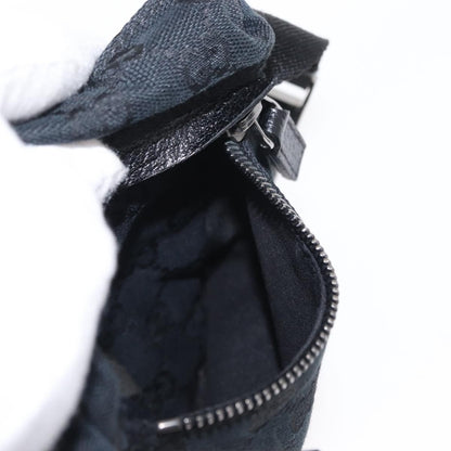 Gucci Vintage Double Belt Bag GG Canvas with Leather, BLACK, CANVAS, Clutche & pouche