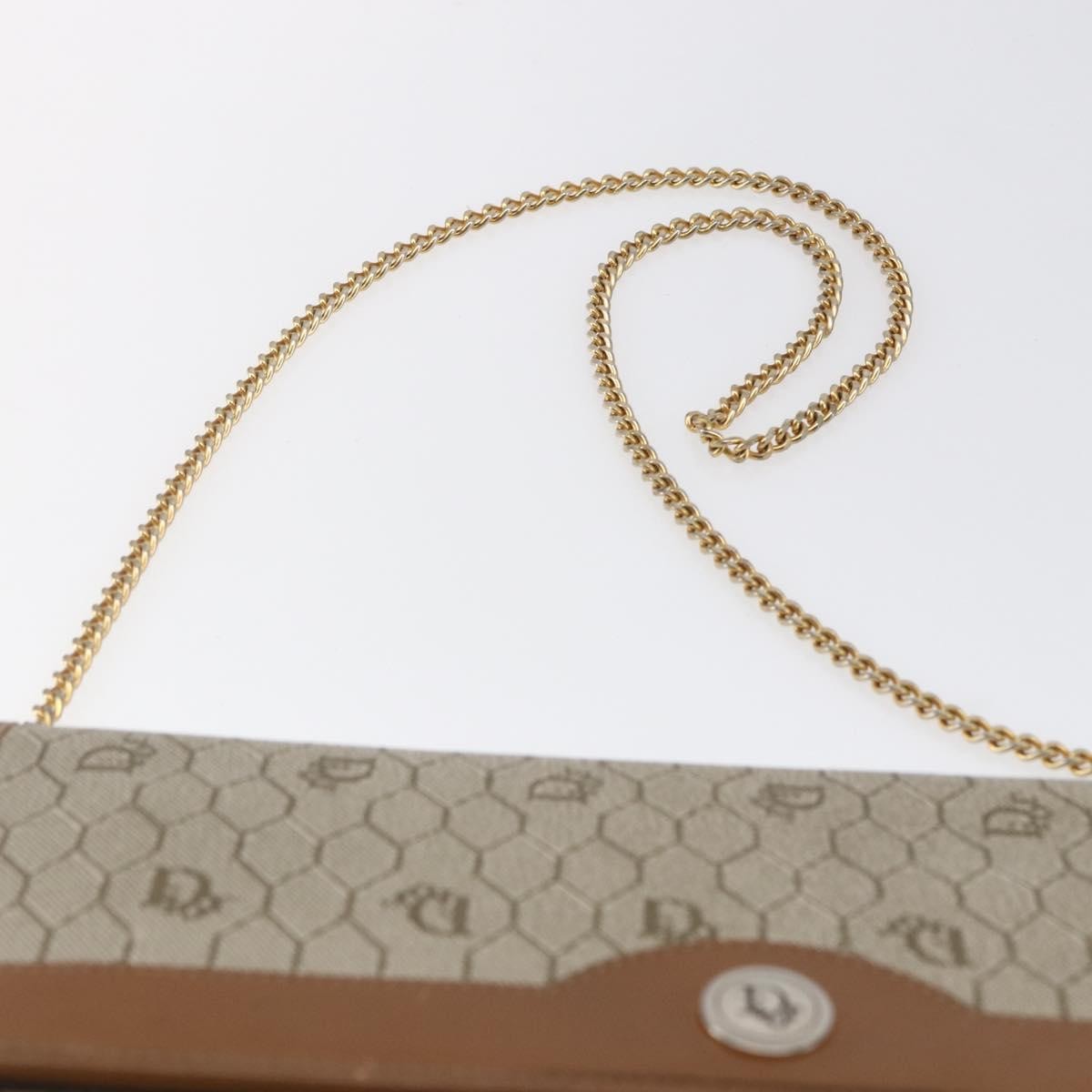 Christian Dior Vintage Honeycomb chain Canvas, BEIGE, CANVAS, Shoulder bag