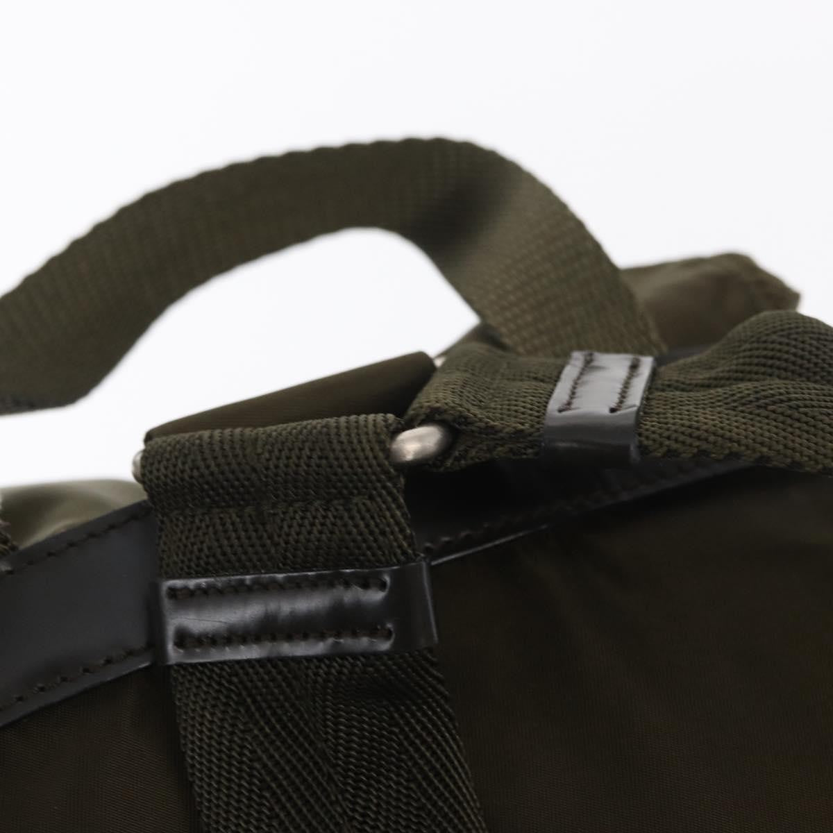 Prada Vela Double Front Pocket Backpack Tessuto with Saffiano Leather, KHAKI, NYLON, Backpack