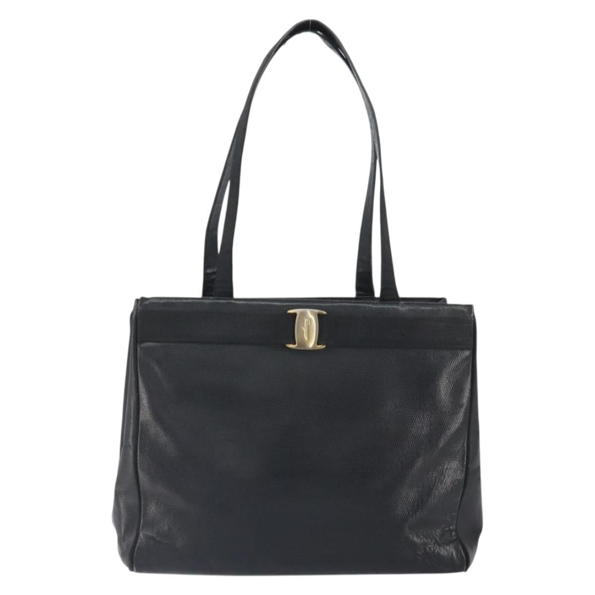 Salvatore Ferragamo Vala tote Leather, BLACK, LEATHER, Shoulder bag