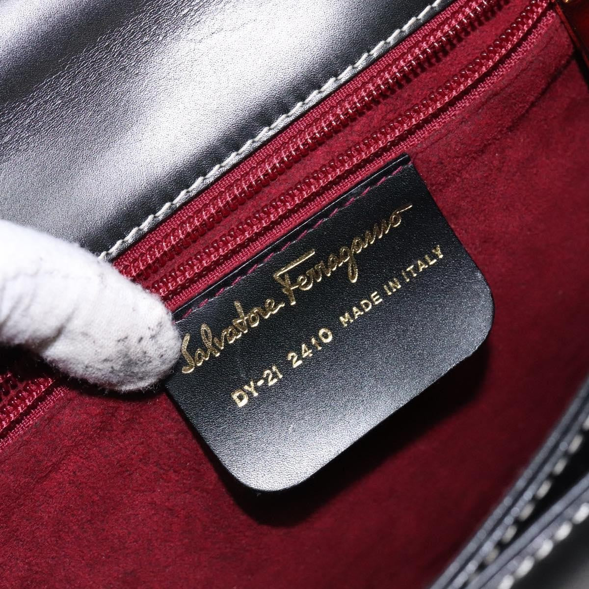 Salvatore Ferragamo Gancini Convertible Top Handle Bag Leather, BLACK, LEATHER, Handbag