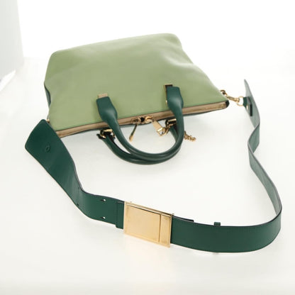 Chloe Bicolor Baylee Satchel Leather, GREEN, LEATHER, Handbag