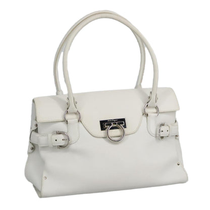 Salvatore Ferragamo Virna Satchel Leather, WHITE, LEATHER, Shoulder bag