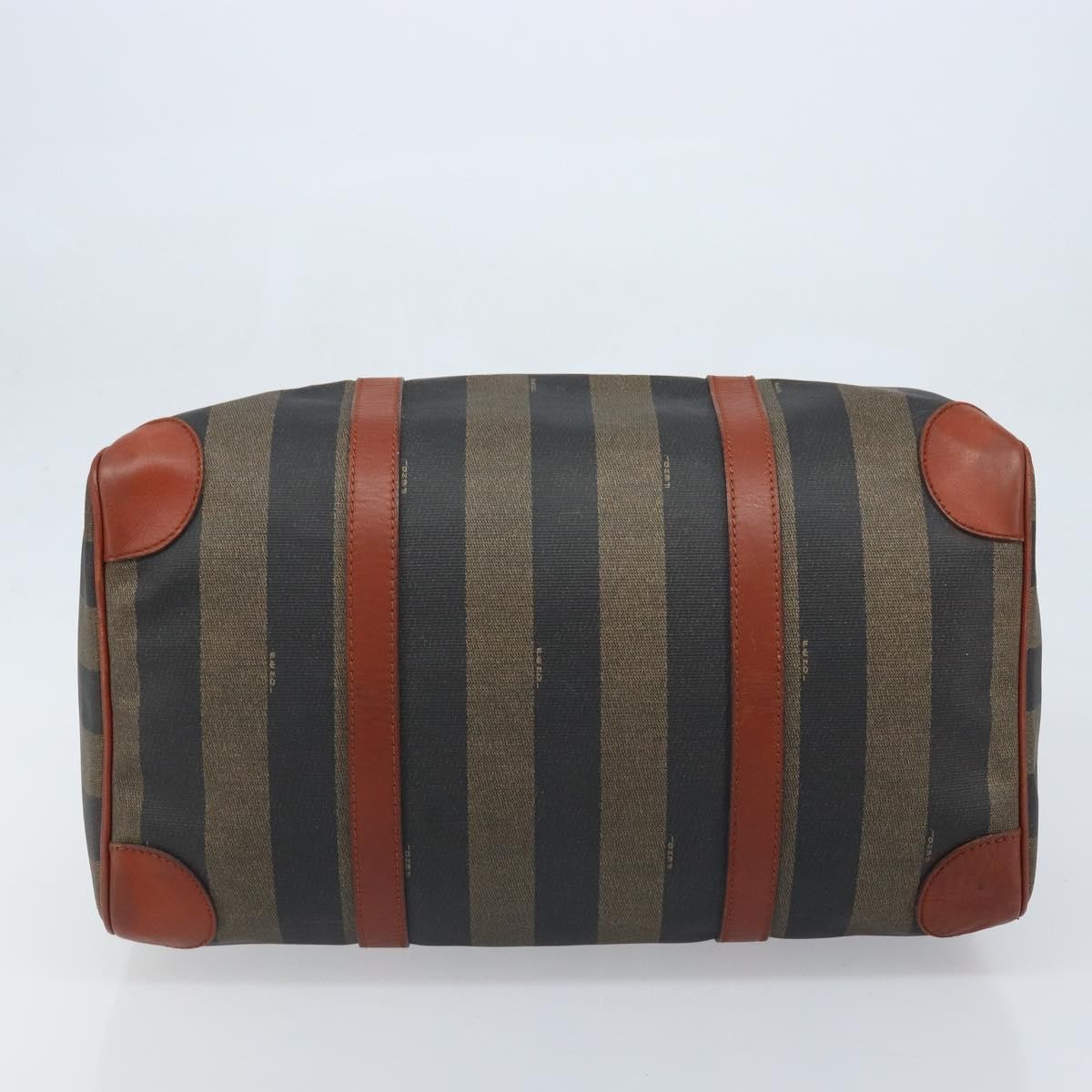 Fendi Vintage Pequin Boston Bag Coated Canvas, Brown, Canvas, Travel Bag