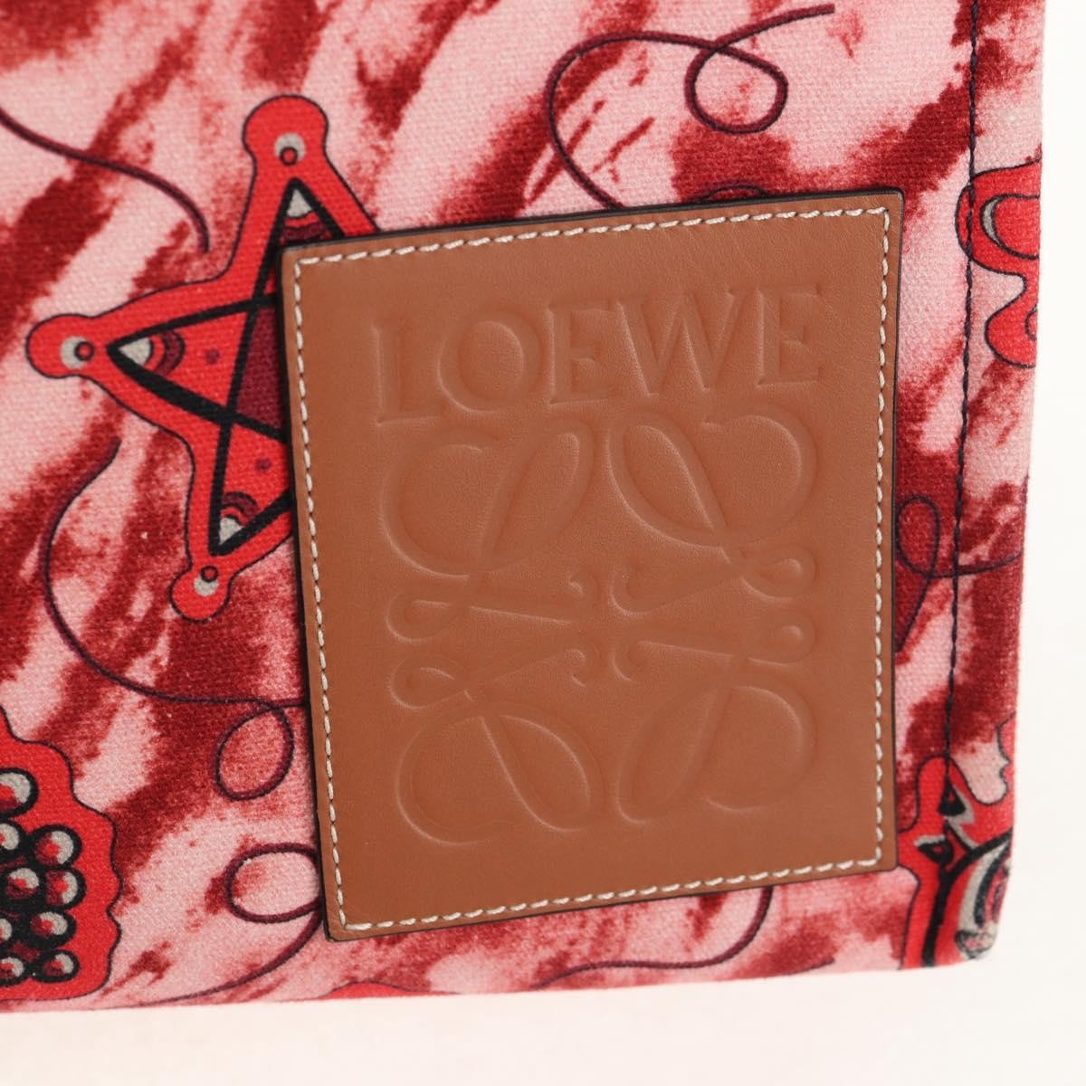 Loewe Paula's Ibiza Cushion Tote Printed Canvas, RED, CANVAS, Tote bag