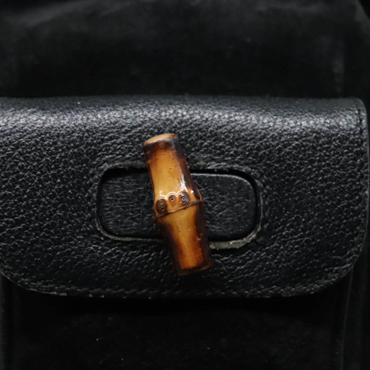 Gucci Vintage Bamboo Backpack Suede, BLACK, SUEDE, Backpack