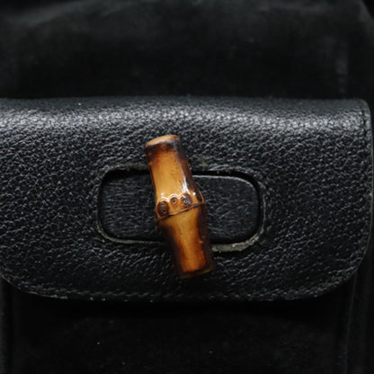 Gucci Vintage Bamboo Backpack Suede, BLACK, SUEDE, Backpack
