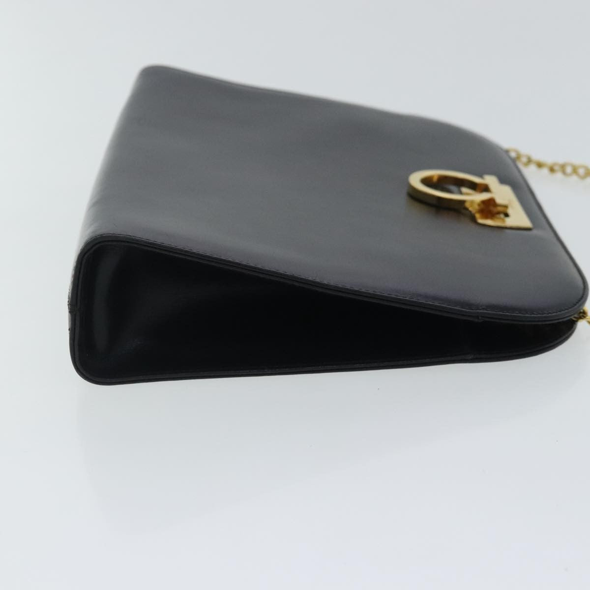 Salvatore Ferragamo Vintage Gancini Chain Shoulder Bag Leather, BLACK, LEATHER, Shoulder bag