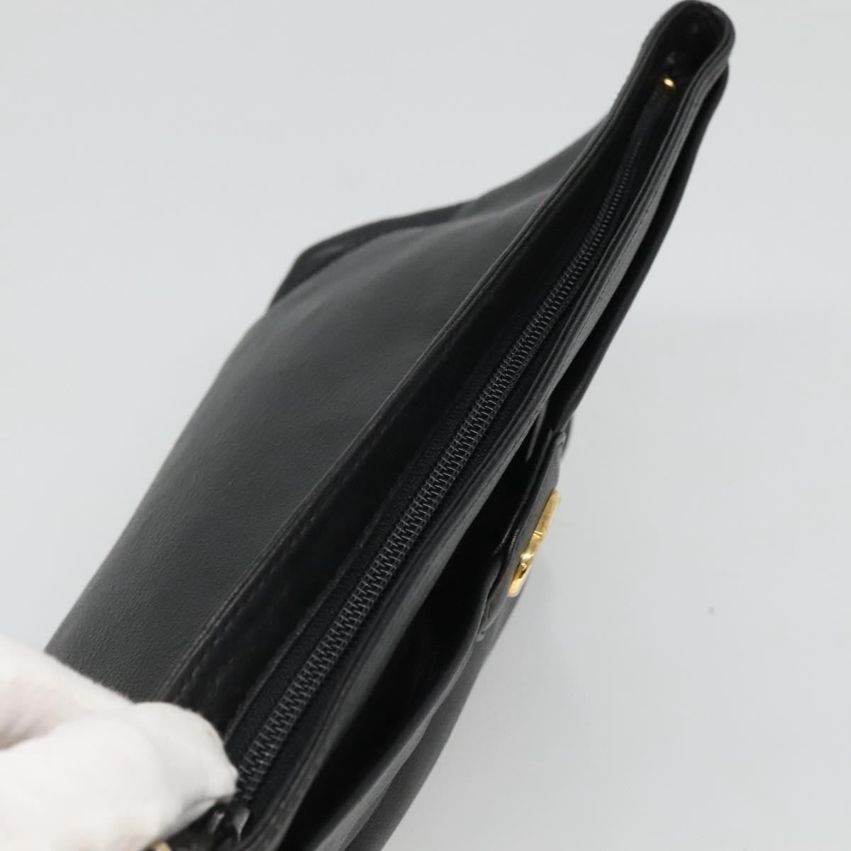 Christian Dior CD Zip Pouch Leather, BLACK, LEATHER, Clutche & pouche