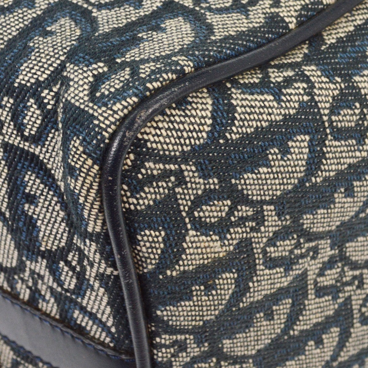 Christian Dior Vintage Trotter Handbag Canvas, NAVY, CANVAS, Handbag