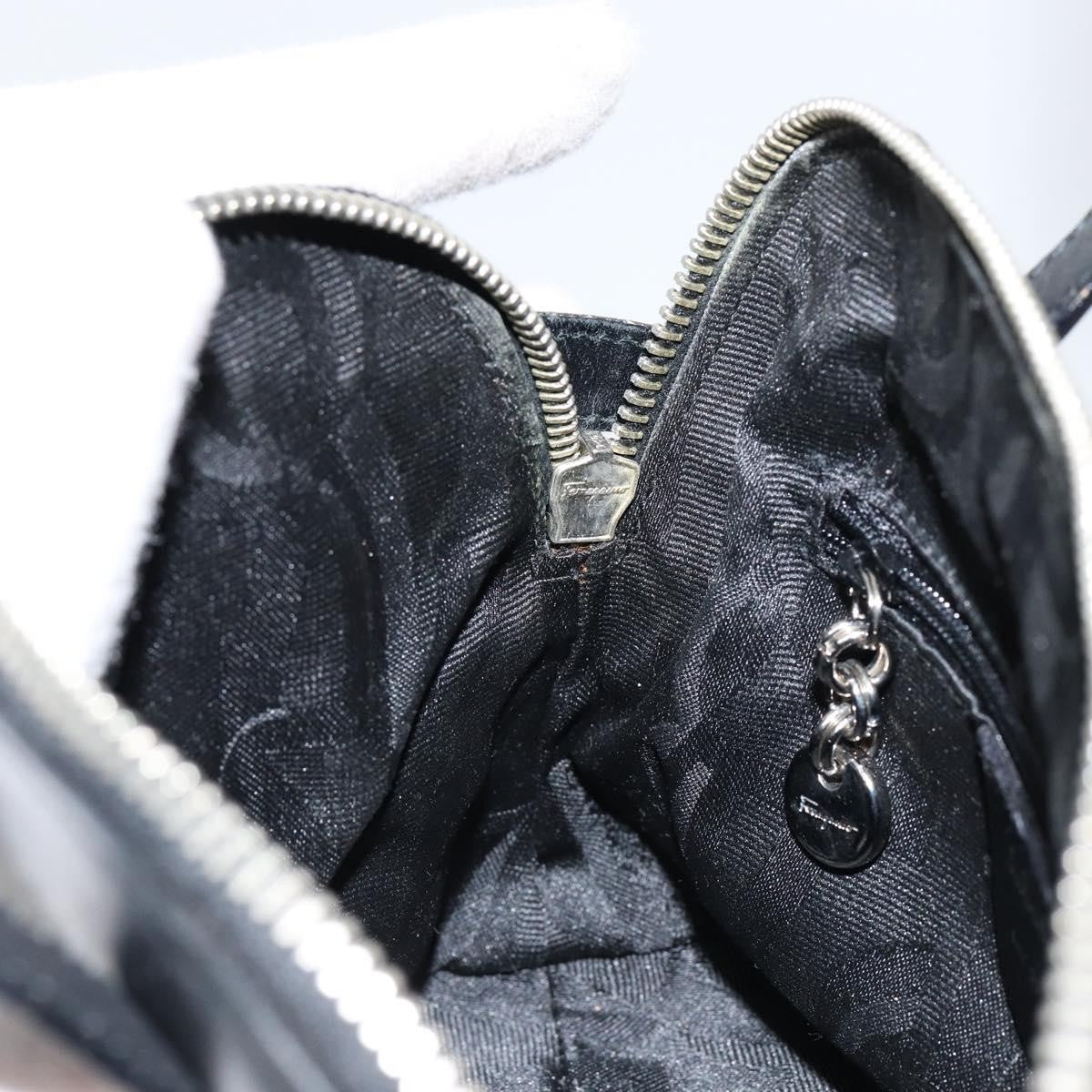 Salvatore Ferragamo Gancini handbag Leather, BLACK, LEATHER, Handbag