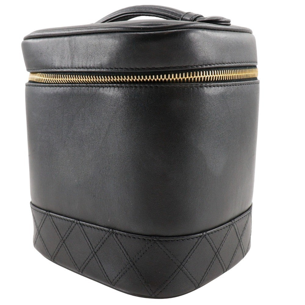Chanel Vintage Cosmetic Case Leather, BLACK, LEATHER, Clutche & pouche