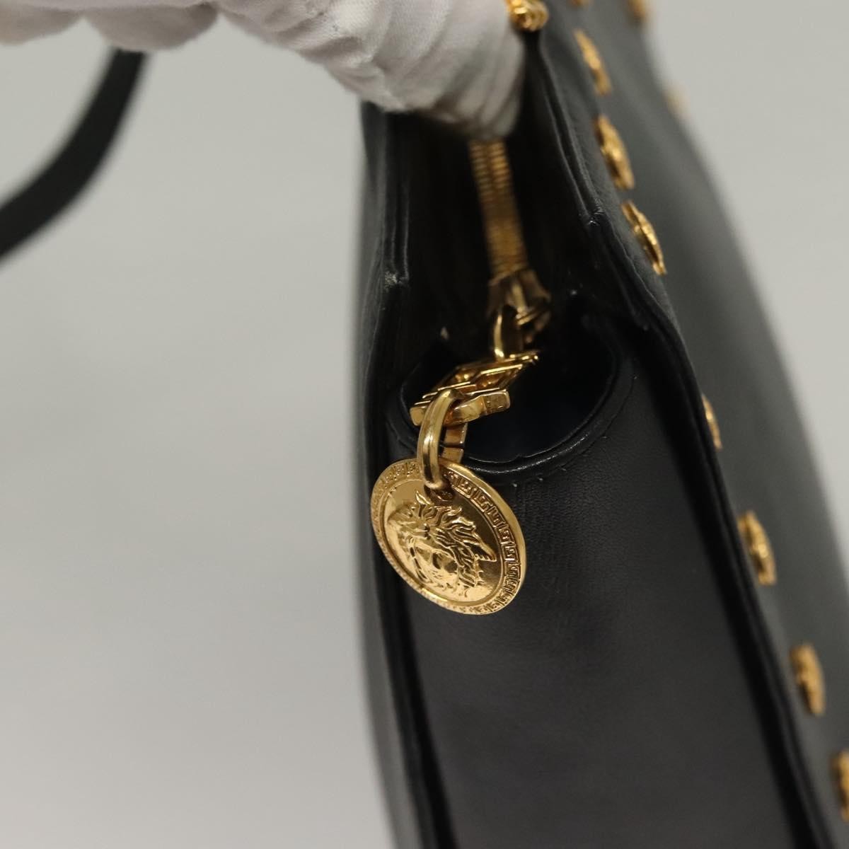 Versace Medusa Shoulder Bag Leather, BLACK, LEATHER, Shoulder bag