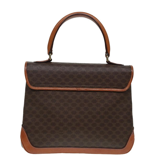 Celine Vintage Macadam Handbag Canvas and Leather, BROWN, CANVAS, Handbag