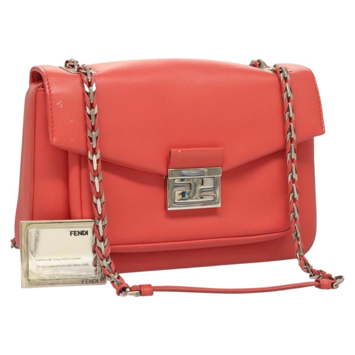 Fendi Be Baguette Flap Bag Leather, PINK, LEATHER, Shoulder bag
