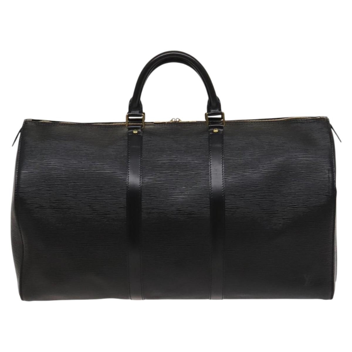 Louis Vuitton Keepall Bag Epi Leather, BLACK, LEATHER, Travel bag