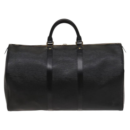 Louis Vuitton Keepall Bag Epi Leather, BLACK, LEATHER, Travel bag