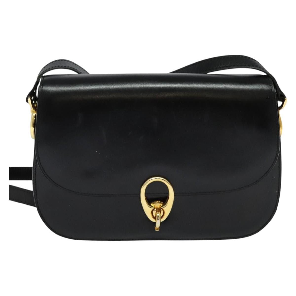 Celine Shoulder Bag Leather, BLACK, LEATHER, Shoulder bag