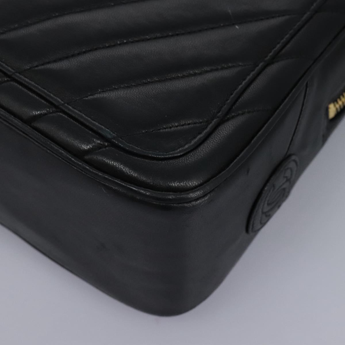 Chanel V Stitch Leather, BLACK, LEATHER, Handbag