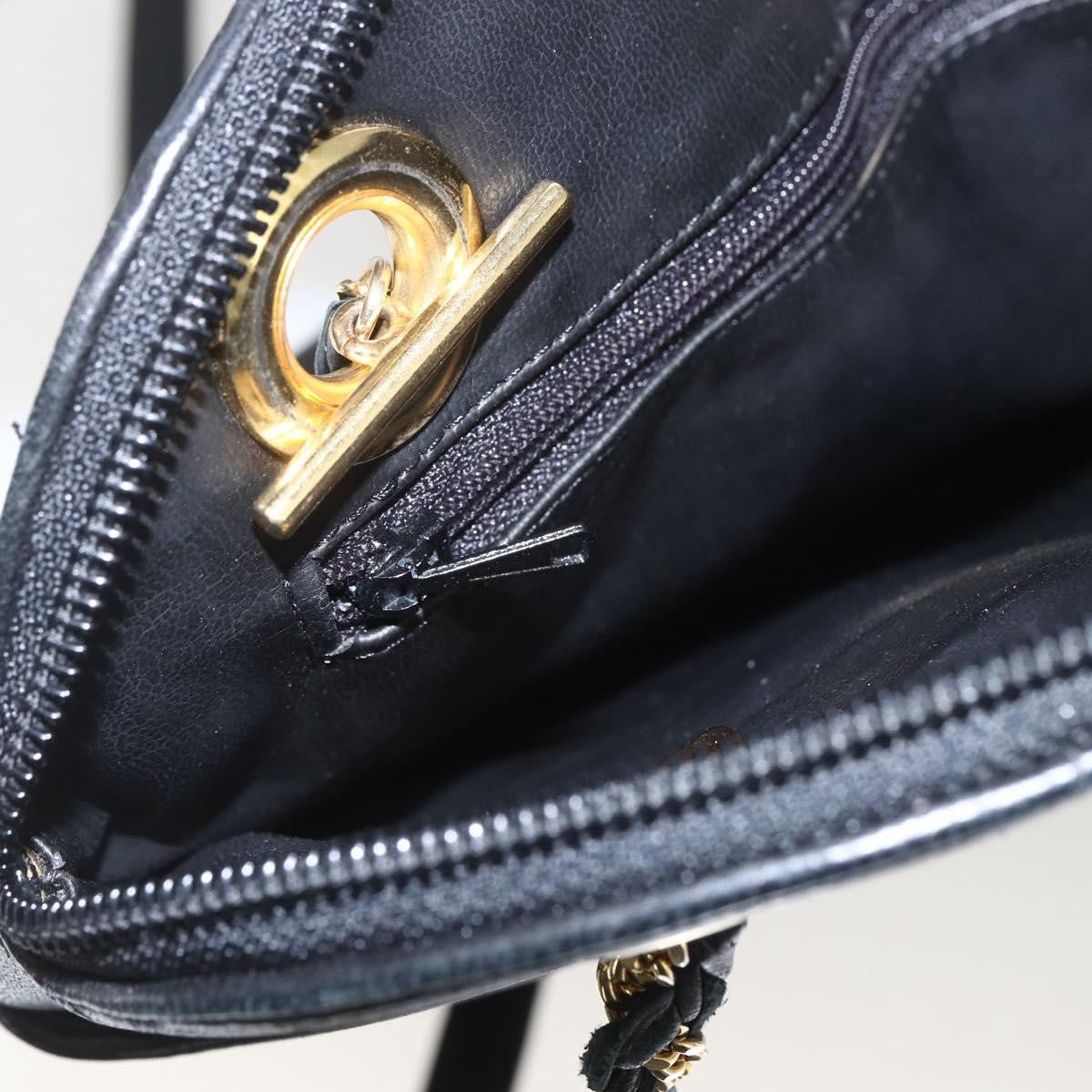 Bally Vintage Chain Shoulder Bag Quilted Leather, BLACK, LEATHER, Shoulder bag