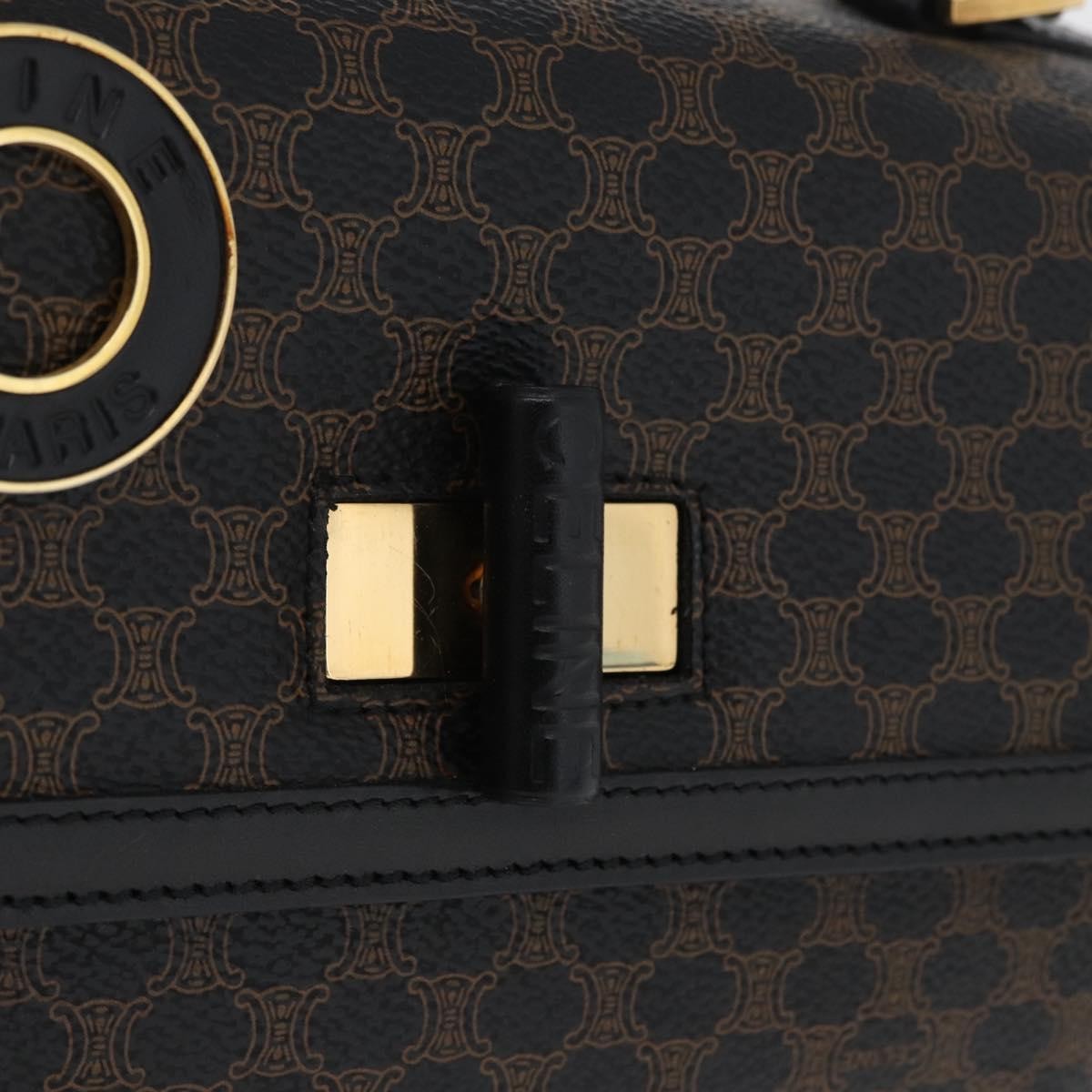 Celine Vintage Convertible Top Handle Bag Macadam Coated Canvas, Black, Canvas, Handbag