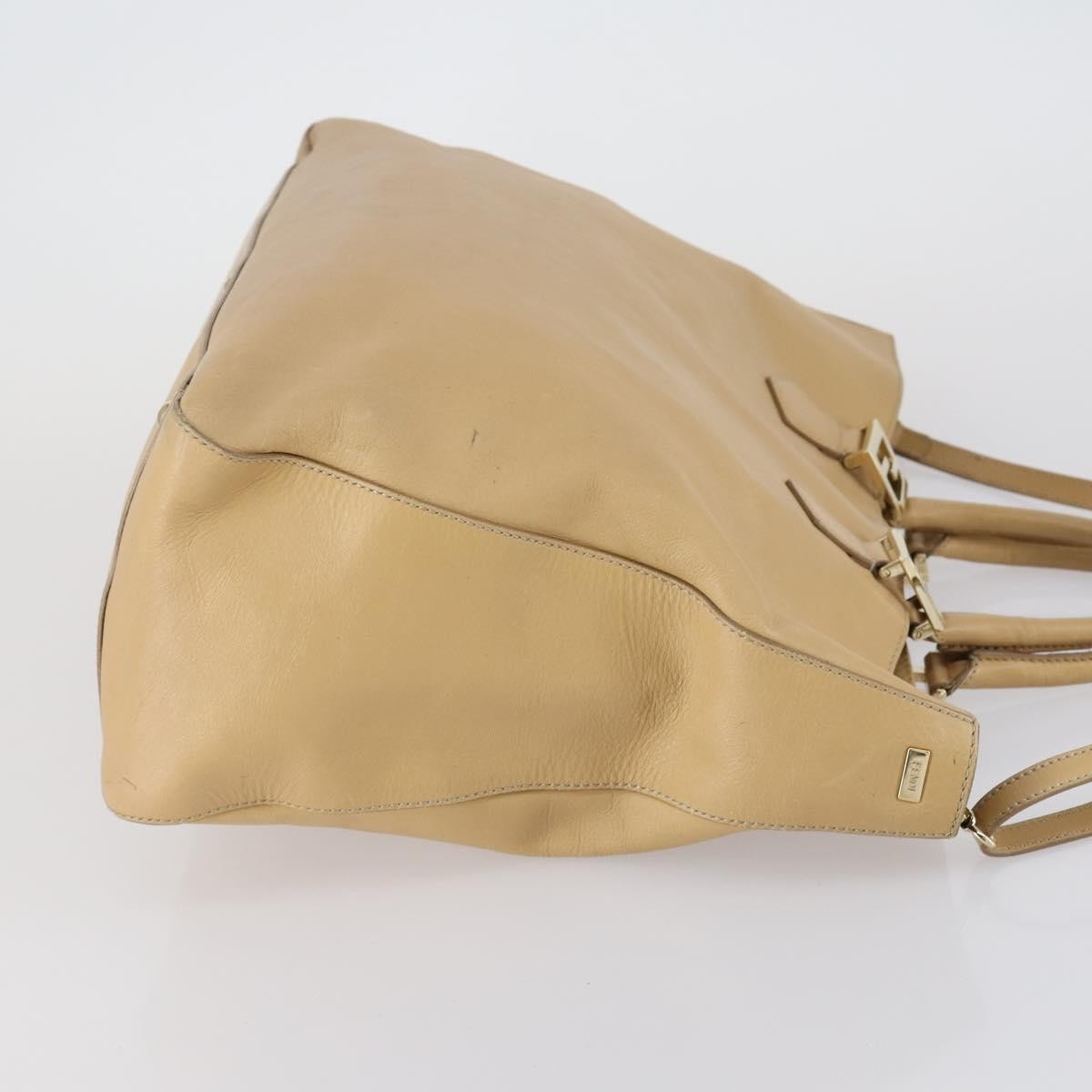 Fendi Twins Tote Leather, BEIGE, LEATHER, Tote bag