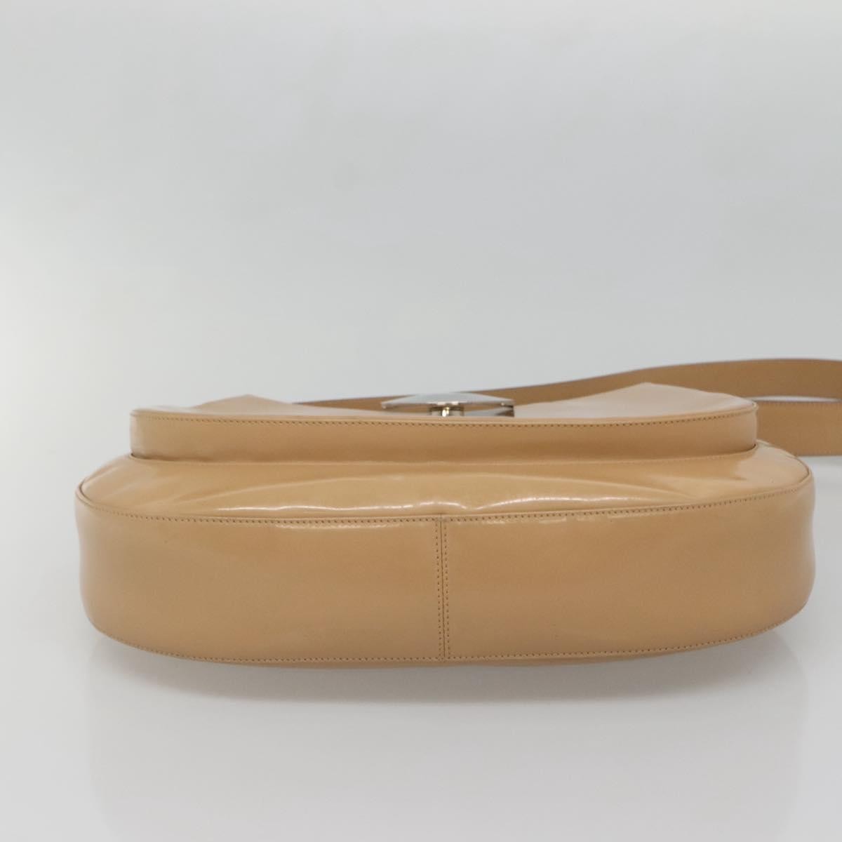 Salvatore Ferragamo Gancini Shoulder Bag Patent Leather, BEIGE, PATENT_LEATHER, Shoulder bag