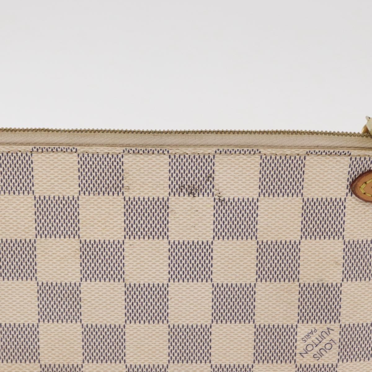 Louis Vuitton Neverfull Pochette Damier, WHITE, CANVAS, Clutche & pouche