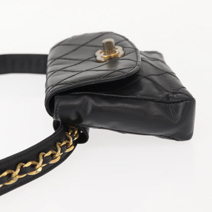 Chanel Vintage Flap Waist Bag Leather, BLACK, LEATHER, Clutche & pouche