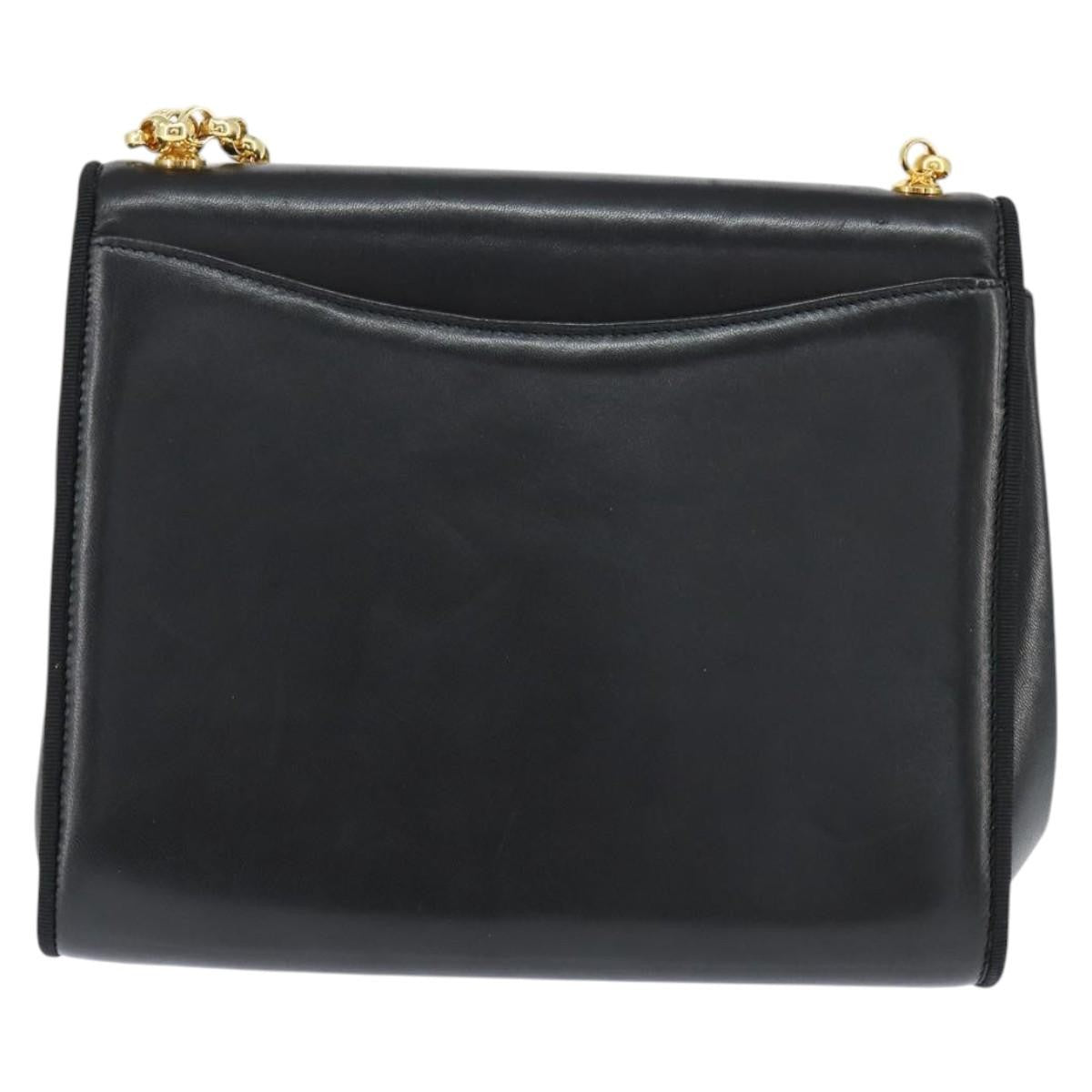Salvatore Ferragamo Chain Flap Shoulder Bag Leather, BLACK, LEATHER, Shoulder bag