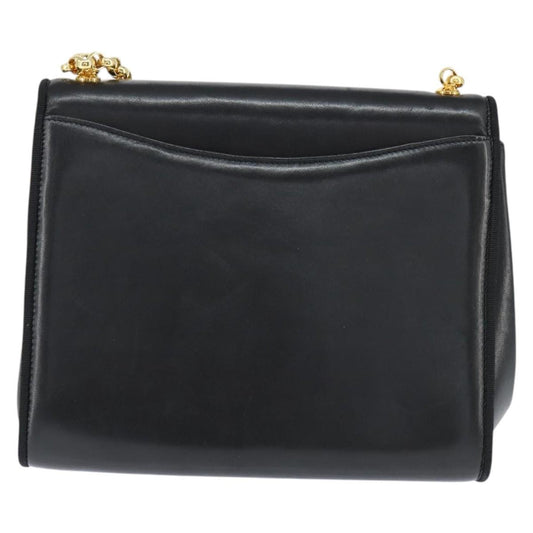 Salvatore Ferragamo Chain Flap Shoulder Bag Leather, BLACK, LEATHER, Shoulder bag