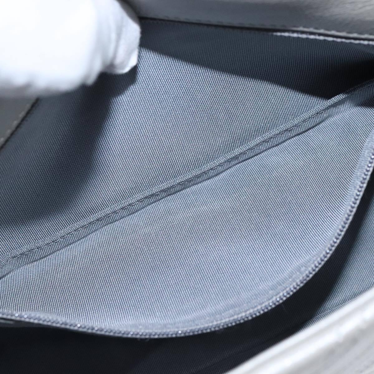 Chanel Vintage Classic Single Flap Bag Stitched Calfskin, GRAY, LEATHER, Shoulder bag