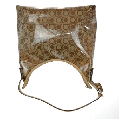 Salvatore Ferragamo Gancini Shoulder Bag Vinyl, Brown, Plastic, Shoulder Bag