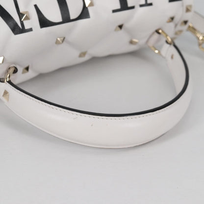 Valentino Garavani VLTN Candystud Top Handle Bag Printed Leather, WHITE, LEATHER, Handbag