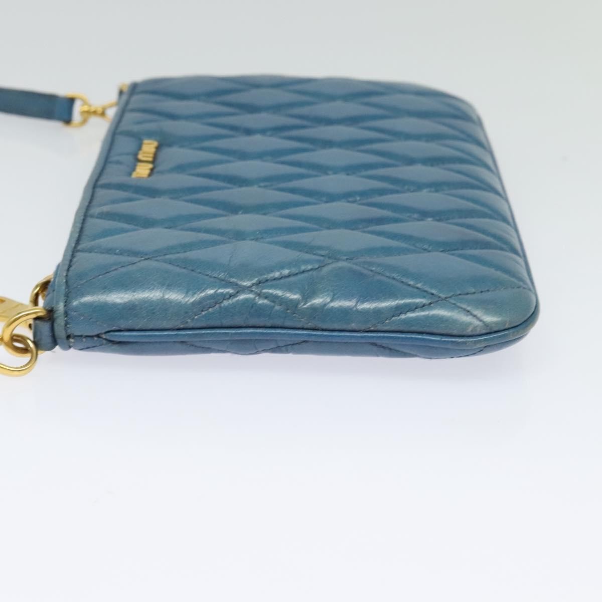 Miu Miu Zip Wristlet Pouch Matelasse Leather, BLUE, LEATHER, Clutche & pouche