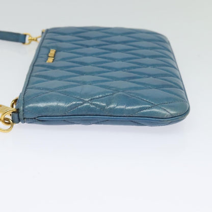 Miu Miu Zip Wristlet Pouch Matelasse Leather, BLUE, LEATHER, Clutche & pouche