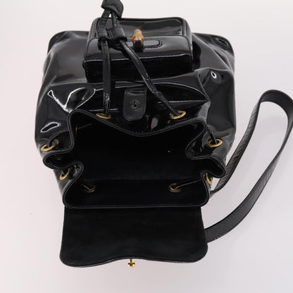 Gucci Vintage Bamboo Backpack Patent, BLACK, PATENT_LEATHER, Backpack