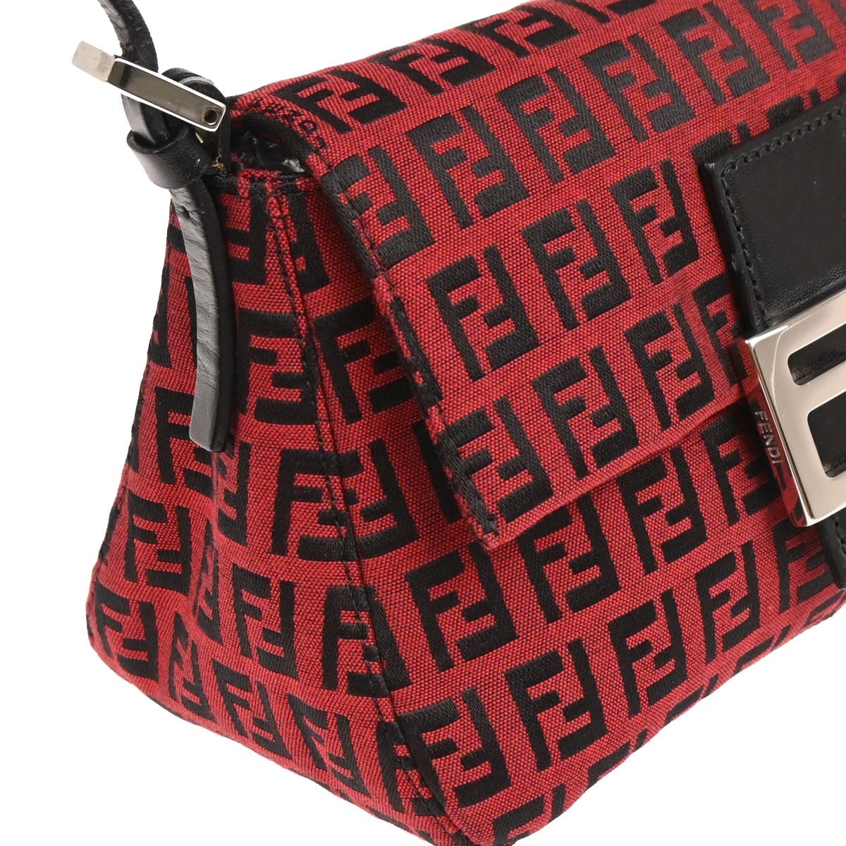 Fendi Mamma Baguette Zucca canvas, RED, CANVAS, Handbag