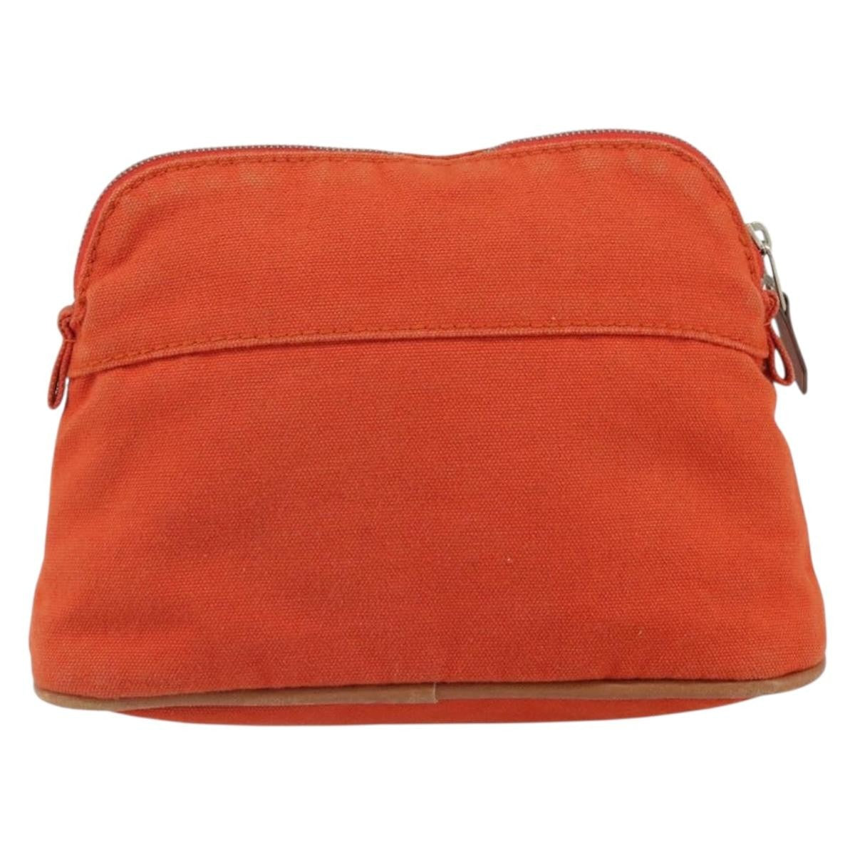 Hermes Bolide Travel Pouch Canvas, ORANGE, CANVAS, Clutche & pouche