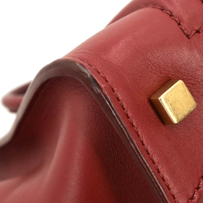 Celine Luggage Bag Smooth Leather, BURGUNDY, LEATHER, Handbag