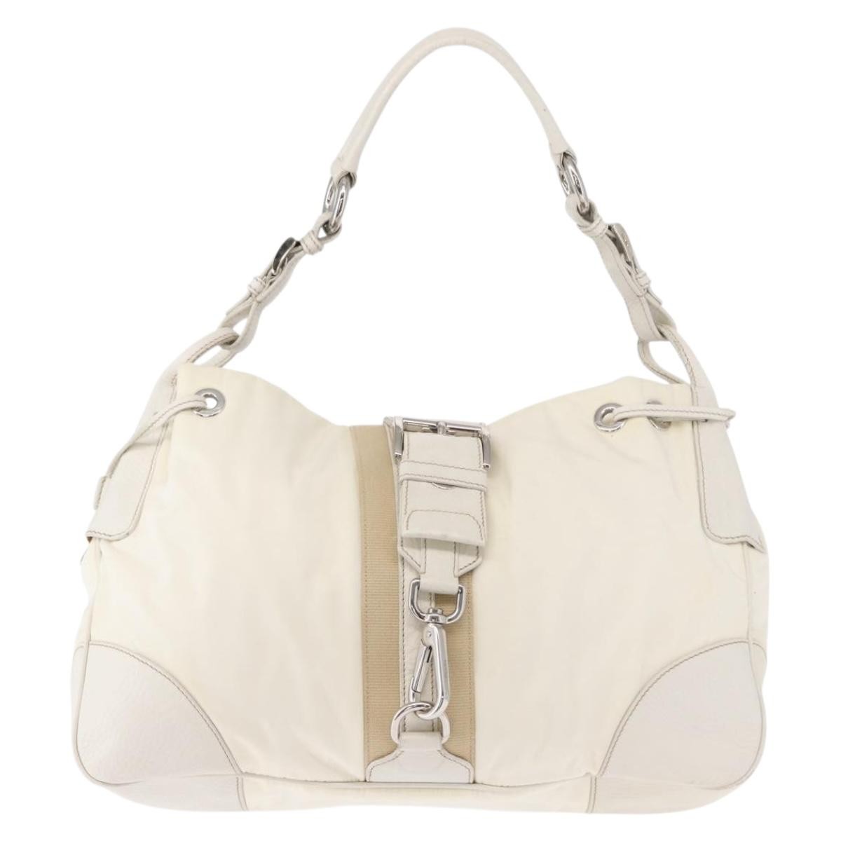 Prada Re-Edition 2002 Moon Handle Bag Re-Nylon and Leather, WHITE, NYLON, Shoulder bag