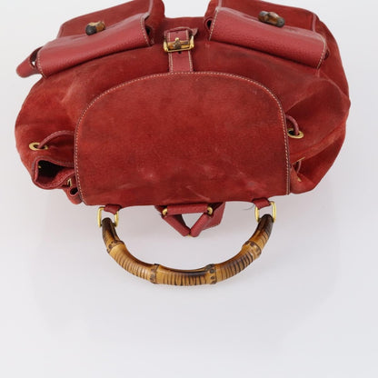 Gucci Vintage Bamboo Backpack Suede, RED, SUEDE, Backpack