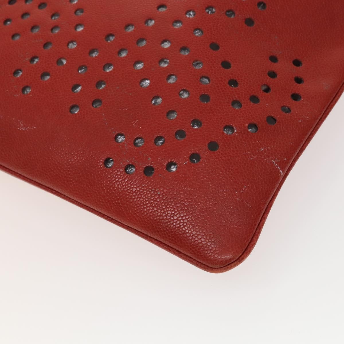 Chanel Triple CC Chain Shoulder Bag Caviar Leather, RED, LEATHER, Shoulder bag