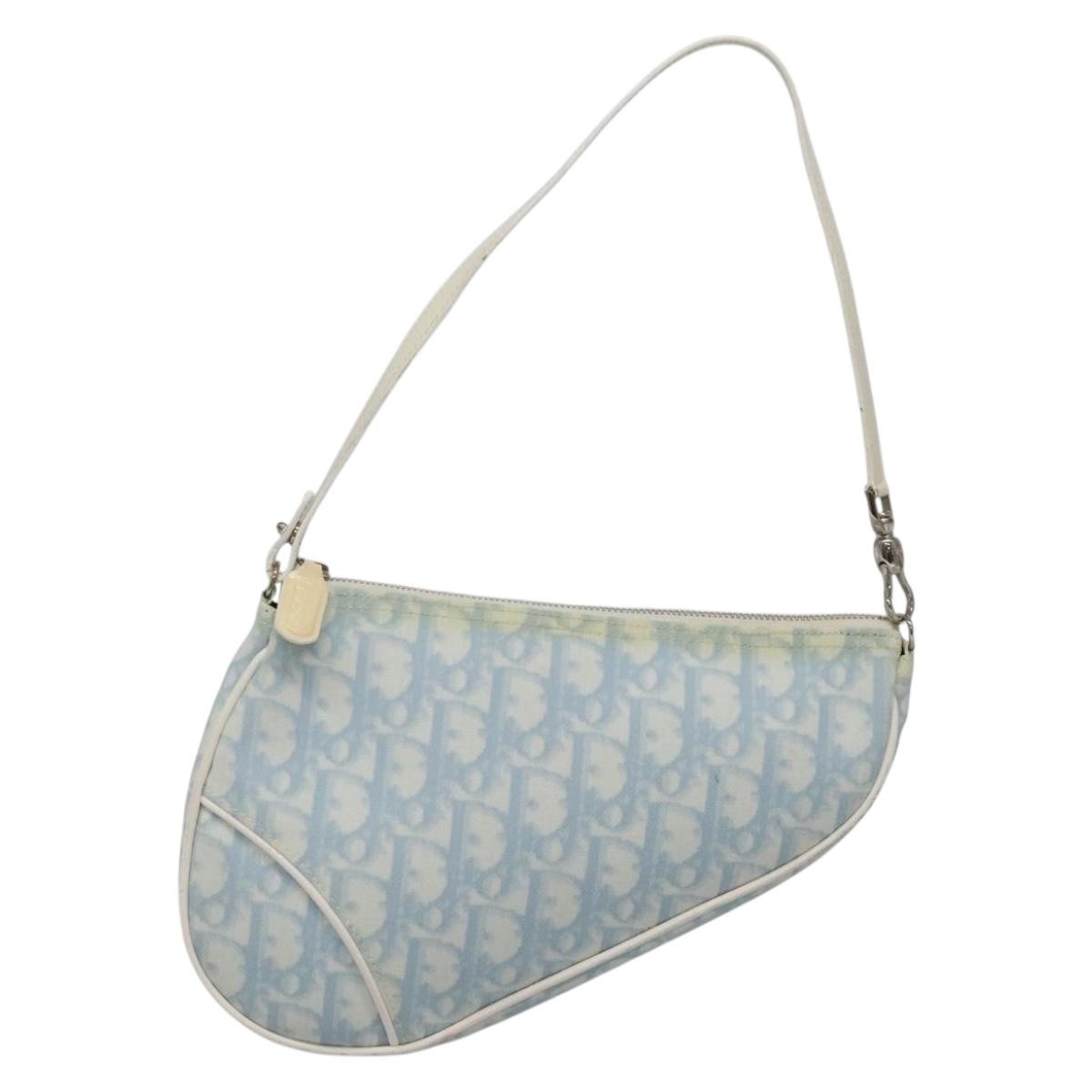 Christian Dior Vintage Saddle Bag Diorissimo Canvas, BLUE, CANVAS, Clutche & pouche