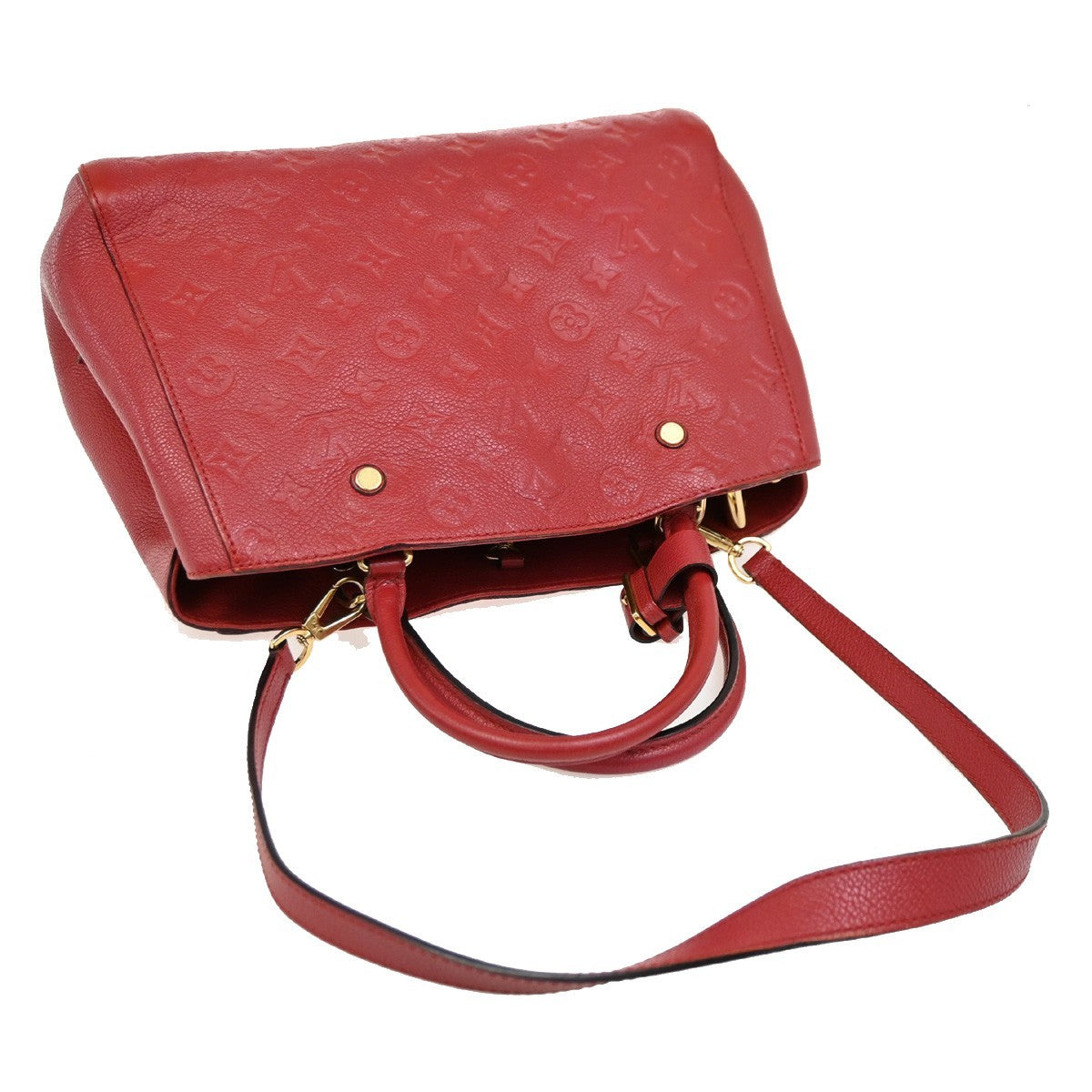 Louis Vuitton Montaigne Handbag Monogram Empreinte Leather, RED, LEATHER, Handbag
