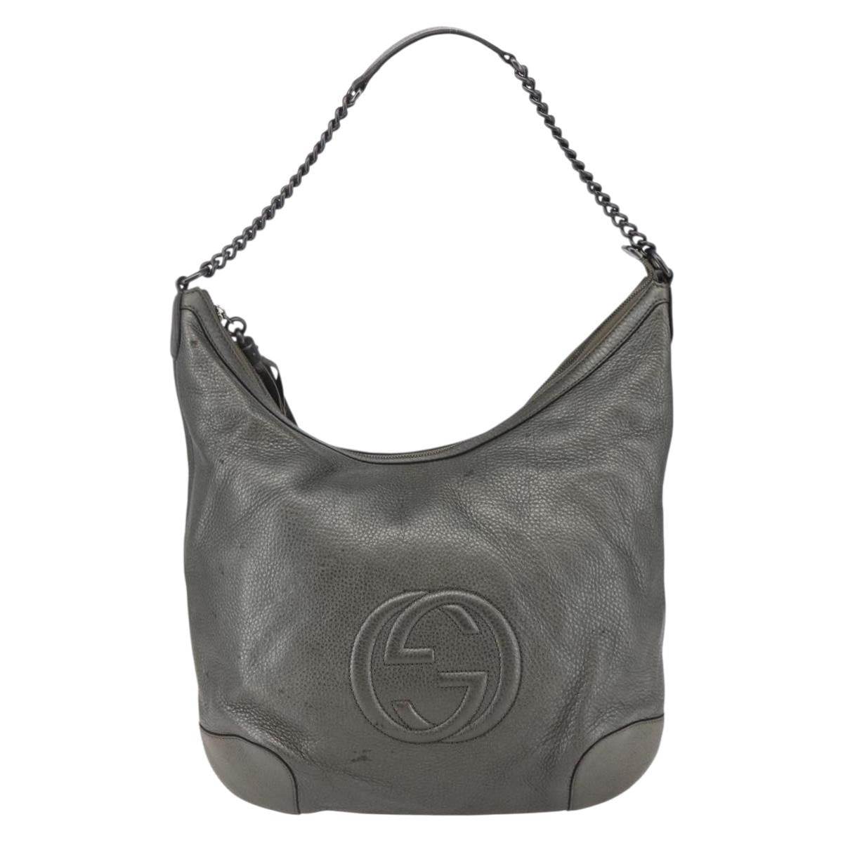 Gucci Soho Chain Hobo Leather, SILVER, LEATHER, Shoulder bag