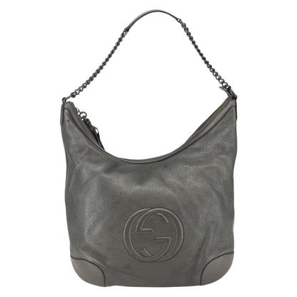 Gucci Soho Chain Hobo Leather, SILVER, LEATHER, Shoulder bag
