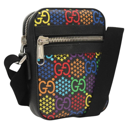 Gucci Front Zip Messenger Bag Psychedelic Print GG Coated Canvas, MULTICOLOUR, CANVAS, Shoulder bag