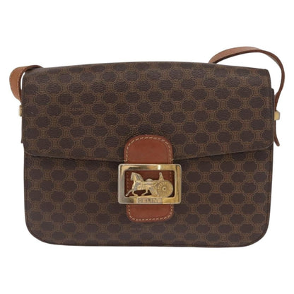 Celine Vintage Horse Carriage Macadam Shoulder Bag Canvas, BROWN, PVC, Shoulder bag