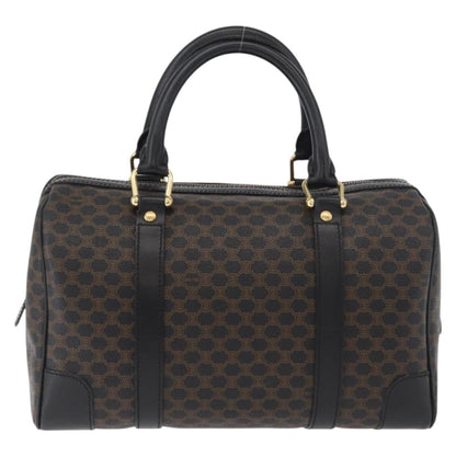 Celine Vintage Duffle Bag Macadam Coated Canvas, Black, Canvas, Handbag